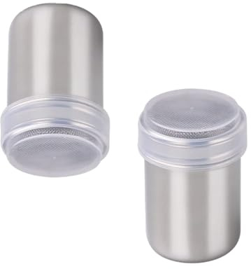 2 Pack Sugar Sifter Shaker Cinnamon Sugar Shaker Powdered Sugar Shaker with Lid Confectioners Sugar Dispenser Flour Sifter Duster