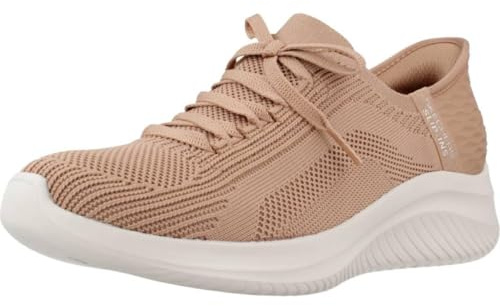Skechers Women's Ultra Flex 3.0 Brilliant Path Slip-On Sneakers, Tan Knit/Trim, 4.5 UK