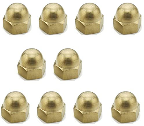M8 Solid Brass Acorn Dome Cap Nuts DIN1587(Pack of 10)