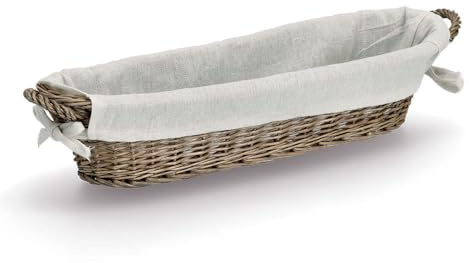 Zeller 14175 Baguette-korg med påse, vide/duk, ca 49 x 14 x 10 cm