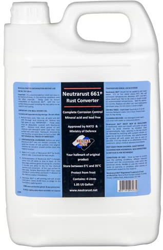 Neutrarust 661 Rust Converter Treatment The Original Water based & Non-Hazardous. MOD & NATO Approved 10-12 square metres per litre (4 Litre)