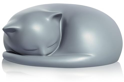 Urna para Gato, Urna Funeraria en Forma de Gatito Durmiendo | Urnas para Cenizas de Gatos, Caja de Resina para Mascotas, Cinerario commemorativo per gatto con sacchetto di velluto