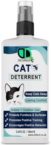 DD Teck 100% Natural Cat Deterrent Spray – Non-Toxic, Eco-Friendly Formula with Lemon, Lavender & Orange Oils, Safe Indoor & Outdoor Repellent to Prevent Scratching and Keep Cats Away (100ml Spray)