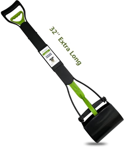 ShinyDew 32 Pooper Scooper for Large Small Dogs, Extra Long Handle Heavy Duty Poop Scoop, Foldable Dog Poop Picker Upper for Yard (Without Bag and Dispenser Attachment)