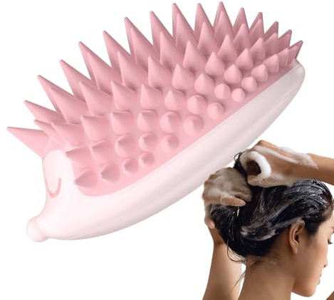 Tuxxjzm Kopfhaut-Massagegerät, Shampoo-Bürste, Igel-Shampoo, Kopfhautmassagegerät, Haarbürste, nasser und trockener Kopf, Schrubber für Stress, Entspannung des Haarwachstums mit weichen Silikonborsten