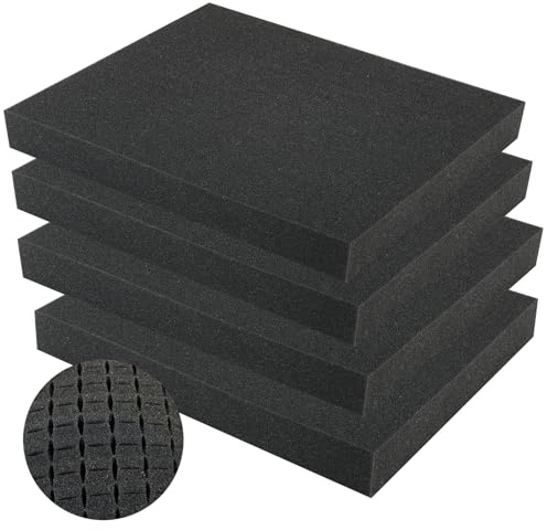 DASBET 4 st polyuretanskumplåt, plocka, förkuberade, skumplåt, skärbara stoppningsinlägg för fodral, svart, polyuretan verktygslåda, bärfodral (4 st 40 cm x 30 cm x 5 cm)