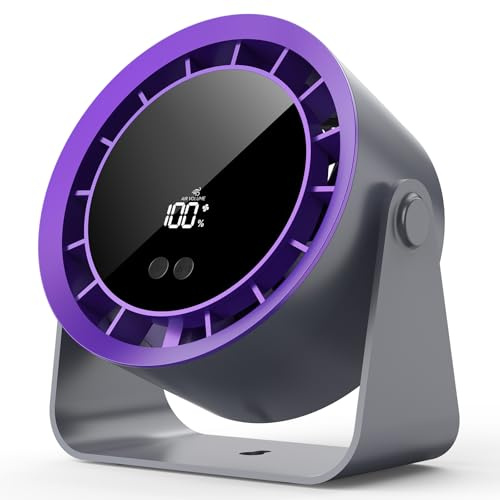 Timiyou Ventilatore da Tavolo Silenzioso con Display LED e 100 Velocità, Inclinazione 360°, Batteria USB 3600mAh Ricaricabile, Appendibile da Parete per Camera Cucina Soggiorno Ufficio Viaggi