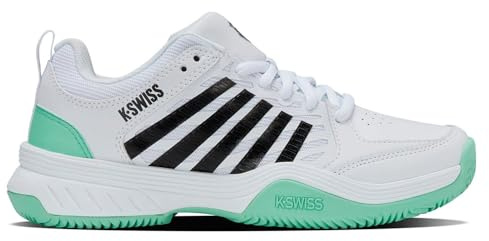 K-Swiss Women's Court Express 2 Clay Tennis Shoe, White Neon Mint Black, 8.5