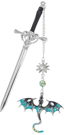 Marque-page dragon épée, Metal Marque Page Personnalisé Avec un Pendentif, Marque Pages pour Amateurs de Lecture Cadeau D'Anniversaire Fête des Enseignants Noël Anniversaire Les Hommes Et Les Femmes