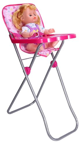Xweptuy Seggiolone per Bambole con Vassoio Simulazione Seggiolone per Bambole Regolabile in Miniatura Mobili per Bambini Pieghevoli per Giochi di finzione, n