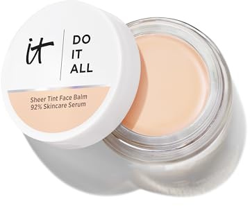 IT Cosmetics Do It All Sheer Tint Face Balm, Radiant Finish Tinted Moisturiser, Collagen Peptides, Hyaluronic Acid, Vitamin E, Breathable Natural Coverage, Sheer Skin Tint, 125 Fairest Cool