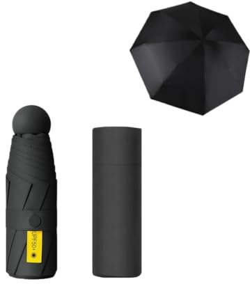 Ymswjgj bärbart fickparaply sol UV skydd fickparaply UV-skydd paraply mini 6 benparaply kompakt paraply reseparaply 6 spröt mini UV-paraply – svart