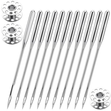 50 PCS Canvas Sewing Machine Needle, 1.5 Inch 100/16 Sewing Machine Needles | 3 Bobbins Included, for Leather, Jeans & Canvas, Compatible with Home Sewing Machines