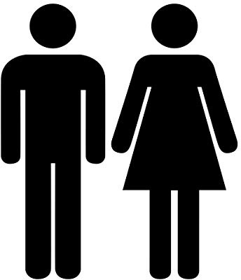 WANDKINGS WC Türaufkleber - Mann & Frau Figuren - 13 x 15 cm - Schwarz - Wähle aus 5 Größen & 35 Farben