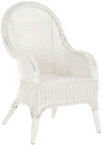 korb.outlet Bequemer Rattansessel mit hoher Rückenlehne Rattan Rattanstuhl Lounge mit Breiten Armlehnen (Weiß, ohne Polster)
