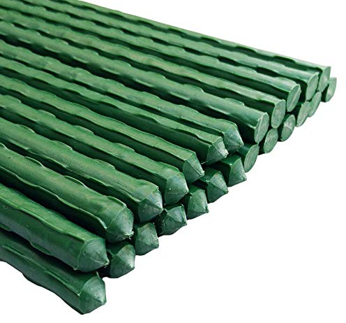Arlai 45cm/1.48 Ft Garden Stakes, Plastic Coated Steel Plant Stakes Sturdy Tomato Stakes, Pack of 25