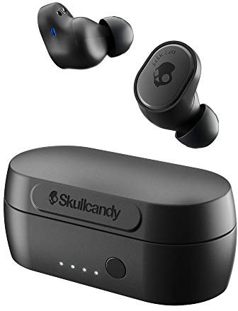 Skullcandy Sesh Evo True Wireless In-Ear Bluetooth Earbuds Compatible with iPhone and Android/Charging Case and Microphone/Great for Gym, Sports, and Gaming IP55 Water Dust Resistant - Black