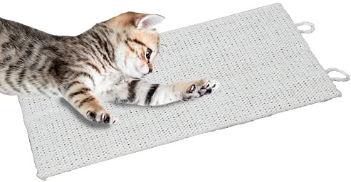Meinposten. Kratzbrett Katzenkratzbrett 50x22 cm Eckkratzbrett Kratzbaum Katzen Katze Sisal beige Plüsch grau
