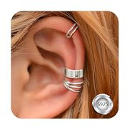 ORAZIO 3er Set Ear Cuff für Damen - 925 Sterling Silber Manschetten Ohrringe, Fake Ohne Ohrloch, 14 Karat Vergoldete Nicht Durchdringende Helix Knorpel Manschette Ohrringe für Frauen