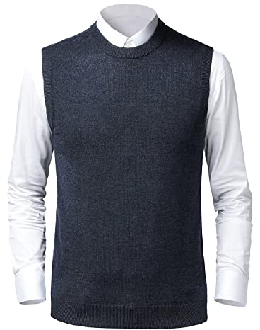 Btmpmcs Gilet da Uomo Inverno Girocollo Senza Maniche Gilet Maglia Pullover Misto Lana Comfort Maglione Casual Classico Commerciale Maglieria Canotte Cardigan Panciotto