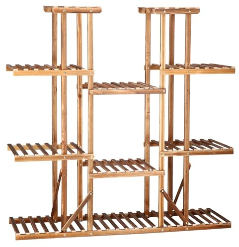SPRINGOS Soporte para flores, escaleras de madera para plantas