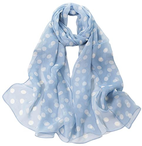 FAIRYGATE Scarfs for Women Lightweight Print Polka Dot Pattern Scarf Shawl Fashion Chiffon Scarves Sunscreen Shawls 20A48