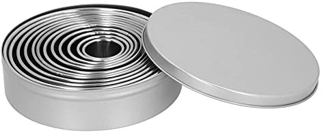 Coppapasta Rotondo, Set Di 12 Tagliapasta Aperta Tondo Stampi Per Biscotti Formine Dolci RotondeIn Acciaio Inox con Una Scatola Stampo Da Taglio Circolare Punzonatura Cava Pasta Foro Tagliabiscotti