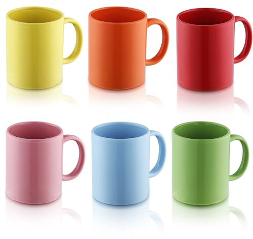 Evanda Kaffeebecher 6 Stück, große 350 ml Keramik Tasse, Trinkbecher, Tee und Glühwein, spülmaschinenfest (gemischte Farbe)