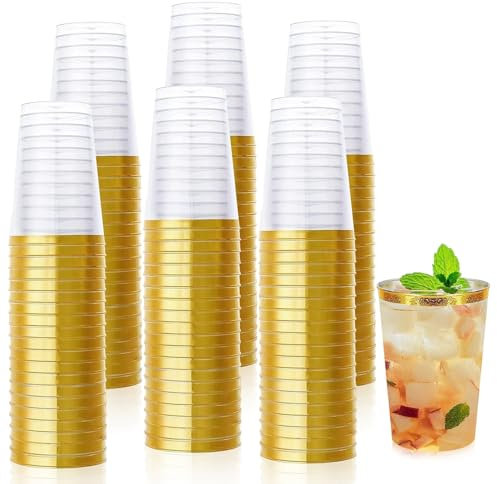 SerenitySphere 60 Stück Plastikbecher, 360 ml-12oz Transparente Kunststoffbecher,Wiederverwendbare, für Hochzeit, Elegante Partybecher Cocktail, Champagner, Bier, Martini, Dessert