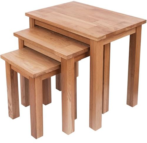 Aurotrice OAK Coxmoor Nest of Tables Wooden Coffee/Side/Lamp/Nesting Table 20