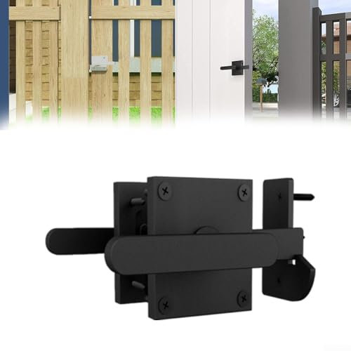 ZYWUOY Garden Gate Latch for Wooden Gates, Aluminum Double Sided Latch Garden Door Latch Barn Gate Catch for External Doors(Black)