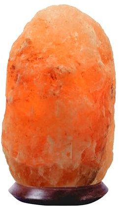 HAF® Rosa Salzlampe Naturform 4-6 kg aus echtem Natursalz | 100% natürliche Salzkristalllampe aus der Salt Range Pakistan | Nachttischlampe auf Holzsockel inkl. Lampenfassung + Glühbirne