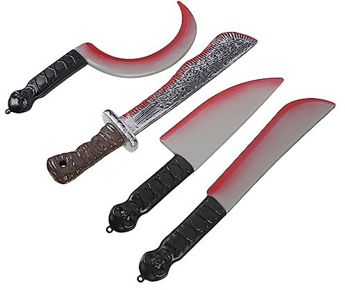 TOYANDONA 4pièces Lot de Couteaux Jouets Plastique Faux Couteaux Halloween Accessoires De Fête Réaliste
