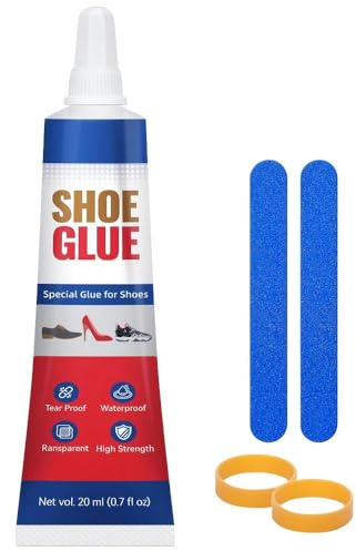 20ML Professional Shoe Glue - Strong Waterproof Shoe Repair Glue for Leather, Rubber, Vinyl & Boots | Transparent Flexible Bond | Sole & Heel Fix Kit with Metal Nozzle (20ml x 1 Pcs)