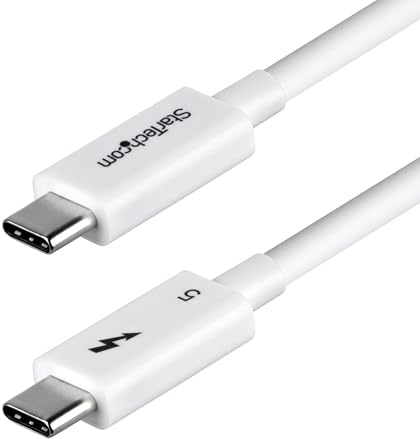 StarTech 80 cm Thunderbolt 5-kabel, 80 Gbps/120 Gbps, 240 W, 8K 60Hz, certifierad Thunderbolt-kabel, TB4/USB4/USB-C, vit