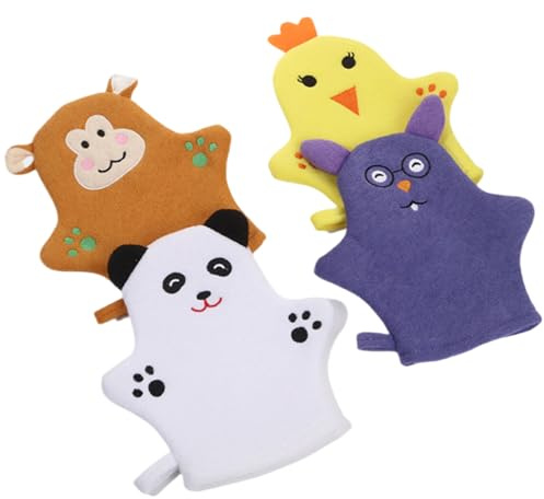 4 pezzi di asciugamani per bambini morbidi cartoni animati per bambini sicuri per bambini simpatici guanti da bagno per il corpo per bagno doccia ragazzi ragazze