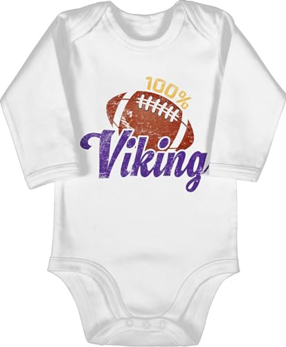 Baby Body langarm Mädchen Junge - Sport & Bewegung - 100% Viking - 6/12 Monate - Weiß - 25. geburtstag vikings babybody football baby-kleidung american bodys minnesota einteiler fã¼r baby-jungen