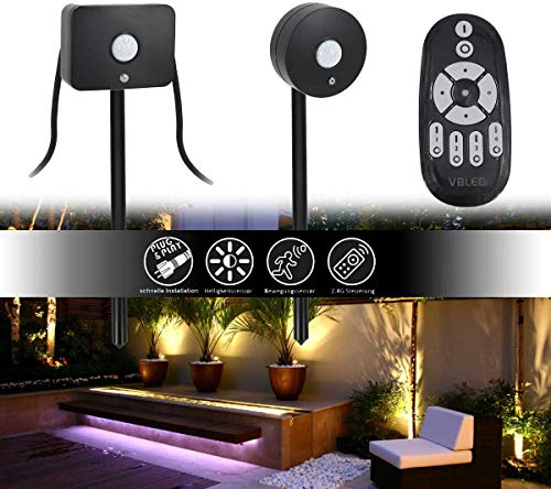 Gartus® Garten-Lichtkontrollsystem Dämmerungssensor aussen KIT inkl. 1x Basis-Set, 1x Funk-Bewegungsmelder, 1x Fernbedienung, 12V AC/DC, max. 72W, IP 65