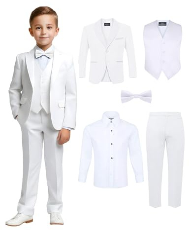 Boy's 5-Piece Tuxedo Set – White, 3T