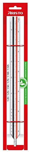 Aristo - Scala triangolare (riduzione 1:20:25:50:75:100:125, plastica, 30 cm di lunghezza) per architetti - A, colore: Bianco