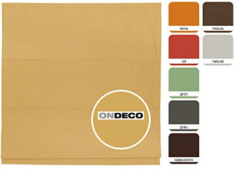 ondeco Raffrollo für Fenster und Türen, Faltrollo innen Sichtschutz Blickdicht für Wand- und Deckenmontage Gelb 140x175 cm