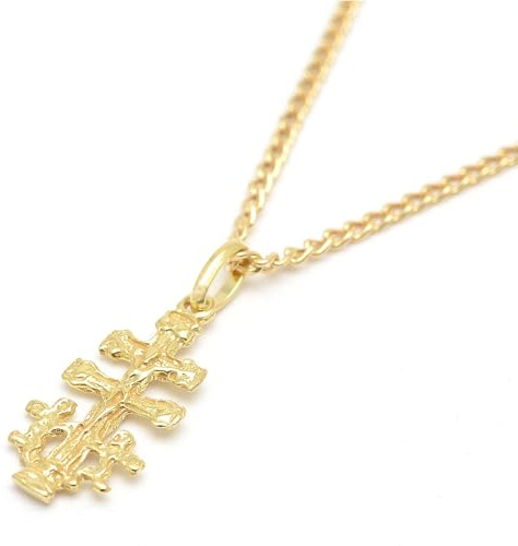 Cruz de Caravaca Bendecida Oro Ley 18K Angeles - Pequeña 1,8 cm. Fabricada y enviada desde la ciudad de Caravaca. Unisex | Ideal para regalo | No incluye cadena