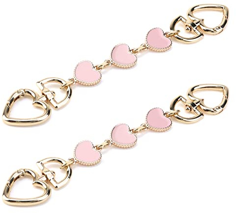 Mewutal 2PCS Heart Shape Extended Bag Strap Shoulder Bag Extension Chain Bag Strap Extender Replacement for Handbag Bag Basket Luggage (Pink)
