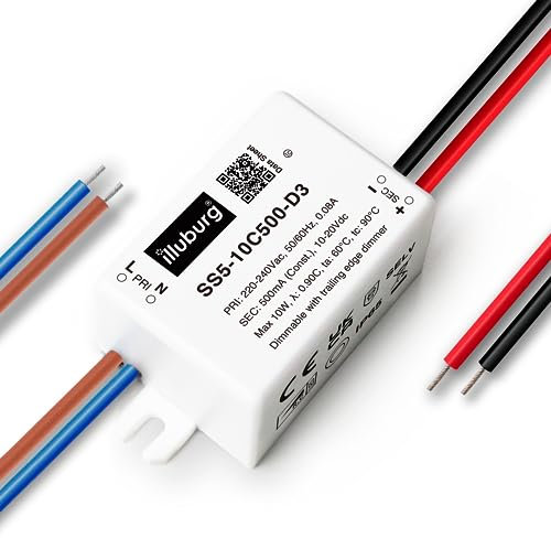 illuburg Transformador LED Regulable TRIAC 500mA Corriente Constante 5W - 10W LED Alimentador Fuente de Alimentación