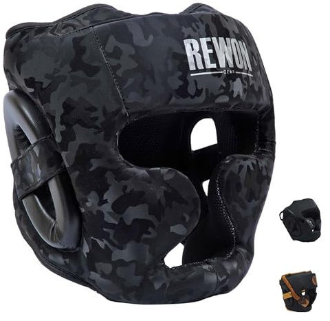 REWON Kopfschutz Boxen MMA Kickboxen Kampfsport Boxhelm Boxkopfbedeckung Nasenschutz Gesichtsschutz für Boxen Muay Thai Taekwondo Kopfschützer Training Sparring Manner Damen