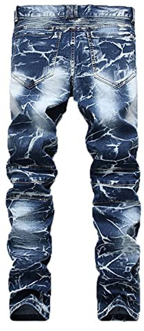 Générique Jeans Homme Slim Homme Slim Fit Délavé Vintage Extensibles Jeans Mode Fermeture Éclair Bouton Look Usé Pantalons Grandes Tailles Décontracté Denim Pantalon