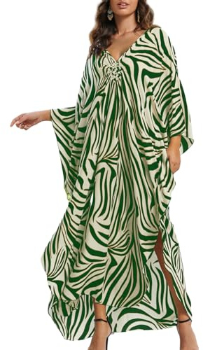Bsubseach Elegant Kaftan Dresses for Women Kaftan Swimsuit Cover Ups Loose Caftan Vneck Kaftan for Women Lounge Wear House Sleepwear Zebra Print