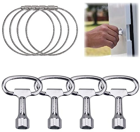 Dornschlüssel Vierkantschlüssel Steckschlüssel,4 Stück Schaltschrankschlüssel,Heizkörper Entlüftungsschlüssel,Elektrische Schrankschlüssel,Entlüftungsschlüssel für Heizkörper,mit 4 Schlüsselanhänger