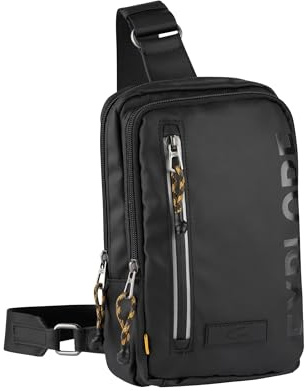 camel active Explore Herren Schultertasche Sling Bag Rucksack, 5 L Schwarz
