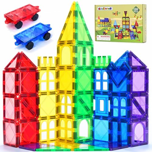 Magblock 120 pezzi di mattoncini magnetici, giocattolo magnetico per bambini, per 3-8 ragazzi e ragazze